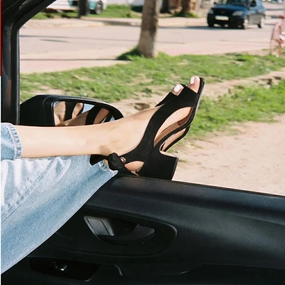 Nomasei Camoscio Sandal Black Suede With Bow Detail! — image 2 of 8